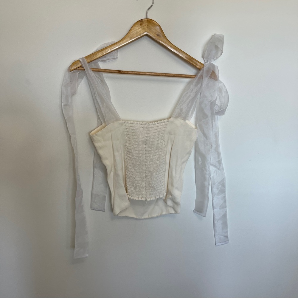 Reformation Zoey top in off white Color Size 2 - Picture 6 of 6
